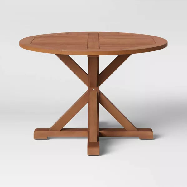 Morie Wood 4 Person Round Patio Dining Table