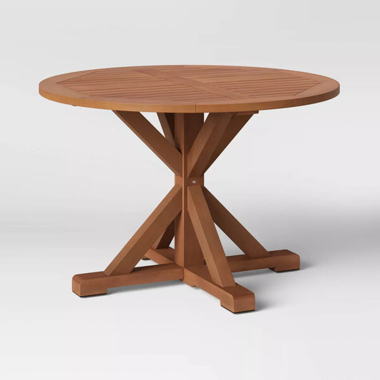 Morie Wood 4 Person Round Patio Dining Table
