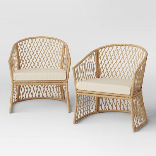 Exmore 2pk Barrel Patio Dining Chairs, Off White  - Threshold
