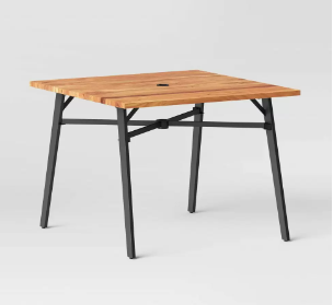 Tokone 4 Person Mixed Material & Wood Square Patio Dining Table