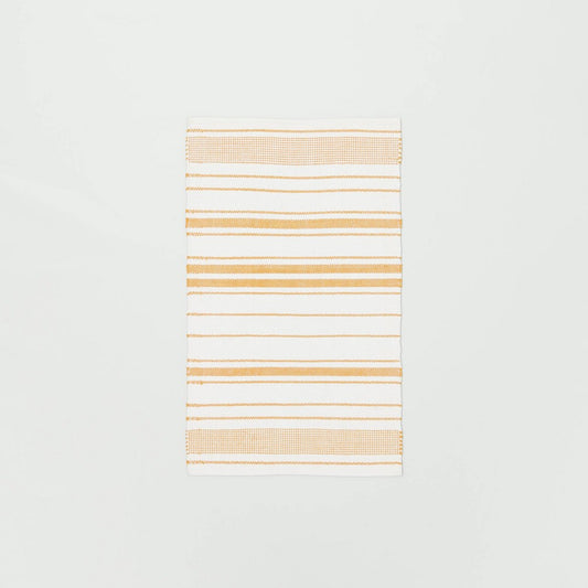30" x 50" Tonal Stripe Indoor/Outdoor Hand Made Accent Rug Gold/Cream - Hearth & Hand with Magnolia